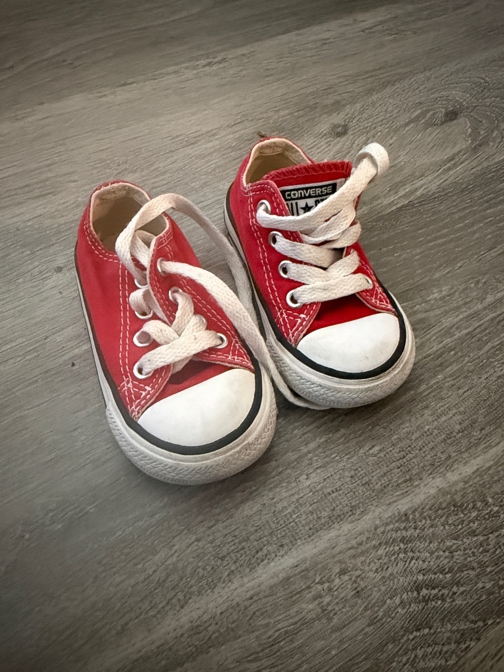 Converse Kids Red Canvas Low-Top Sneakers with White Accents